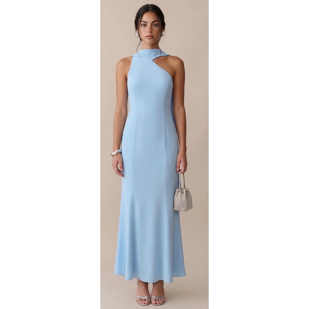 Few Moda o.p.t One Pretty Time One Shoulder Maxi Dress Light Blue Size 12